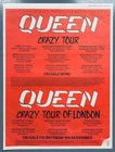 QUEEN 1979 original POSTER ADVERT CONCERT TOUR Freddie Mercury OF LONDON vintage