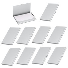 Business Card Holder, 10Pcs Aluminum Metal Card Case Card Holder, Silver
