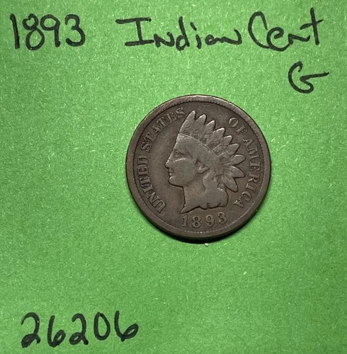1893 Indian Head Cent / Penny 1c G Good