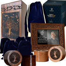 Tree of Life Wooden Urn Set for Human Ashes Adult I 1 Large 250 Cu in Rosewood C