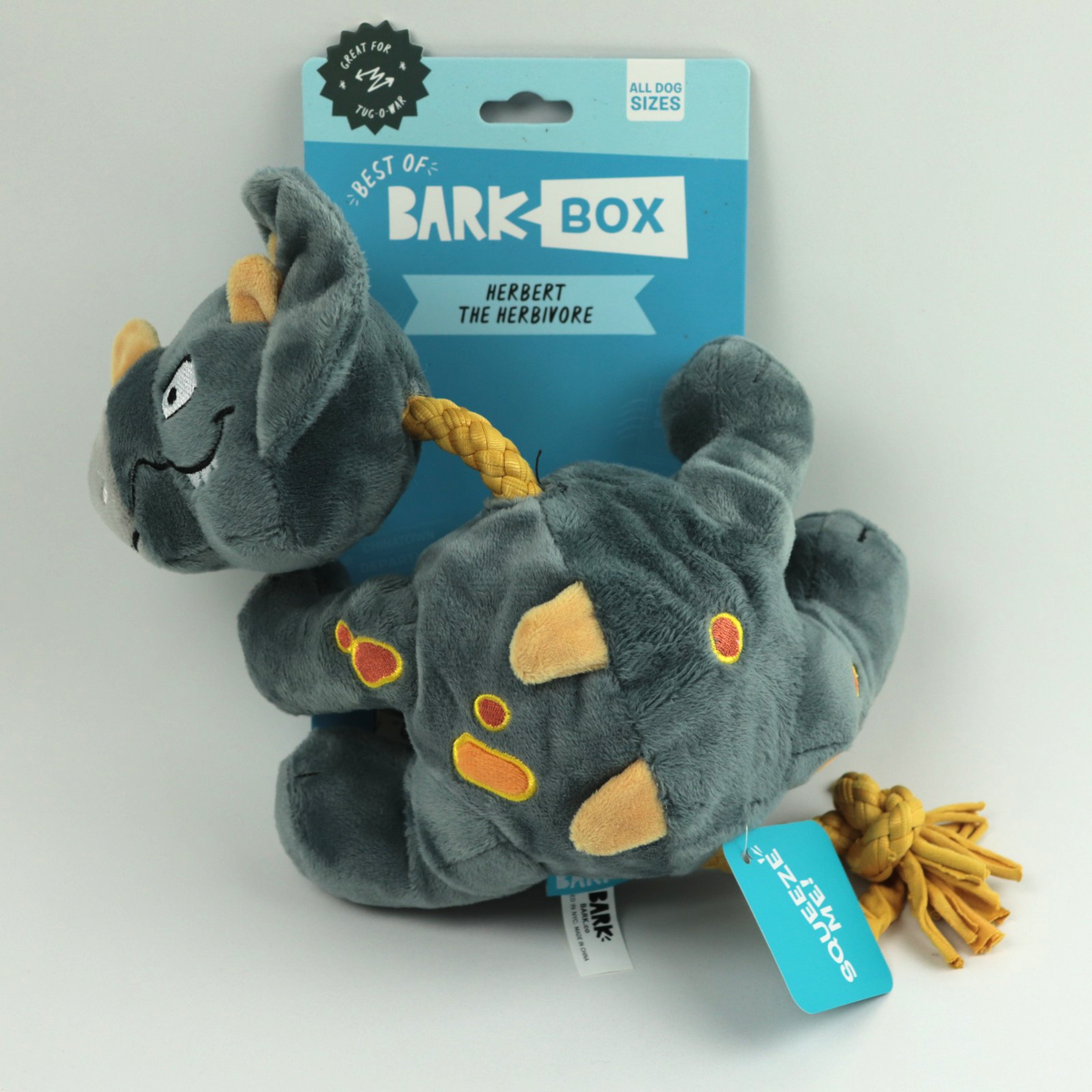 Best of Bark Box Dog Toy Plush HERBERT THE HERBIVORE Chewrassic