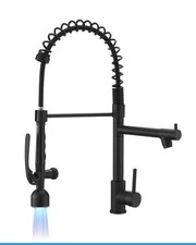 Black Kitchen Faucet with Pull Down Sprayer,Commercial LED Kitchen Faucet,Sin...