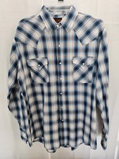 Plains Western Wear Pearl Snap Two Pocket Shirt Long Sleeve Cowboy Rodeo Mens L