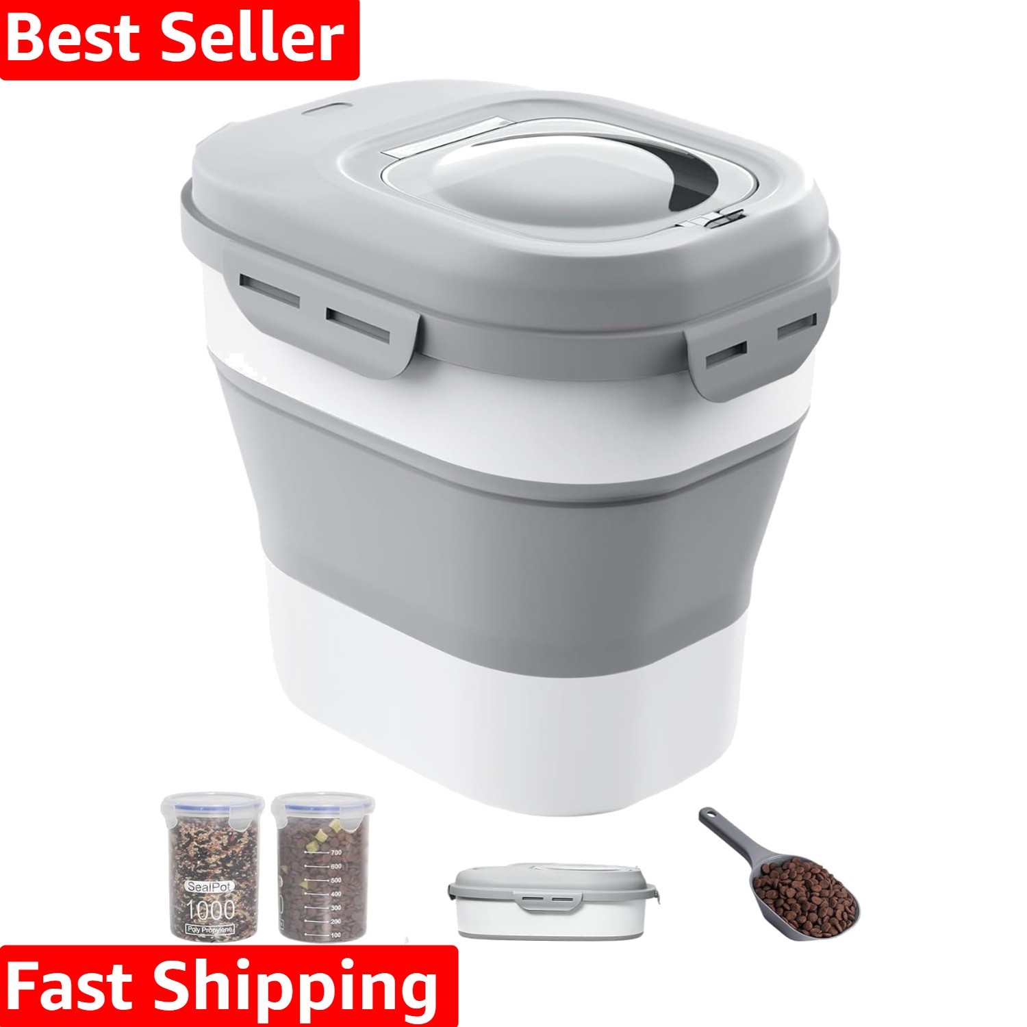 Container With Airtight Lids, Wheels, Scoop An...
