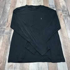 AllSaints Long Sleeve T-Shirt Mens Medium Black Ramskull Crew Neck Cotton Slim