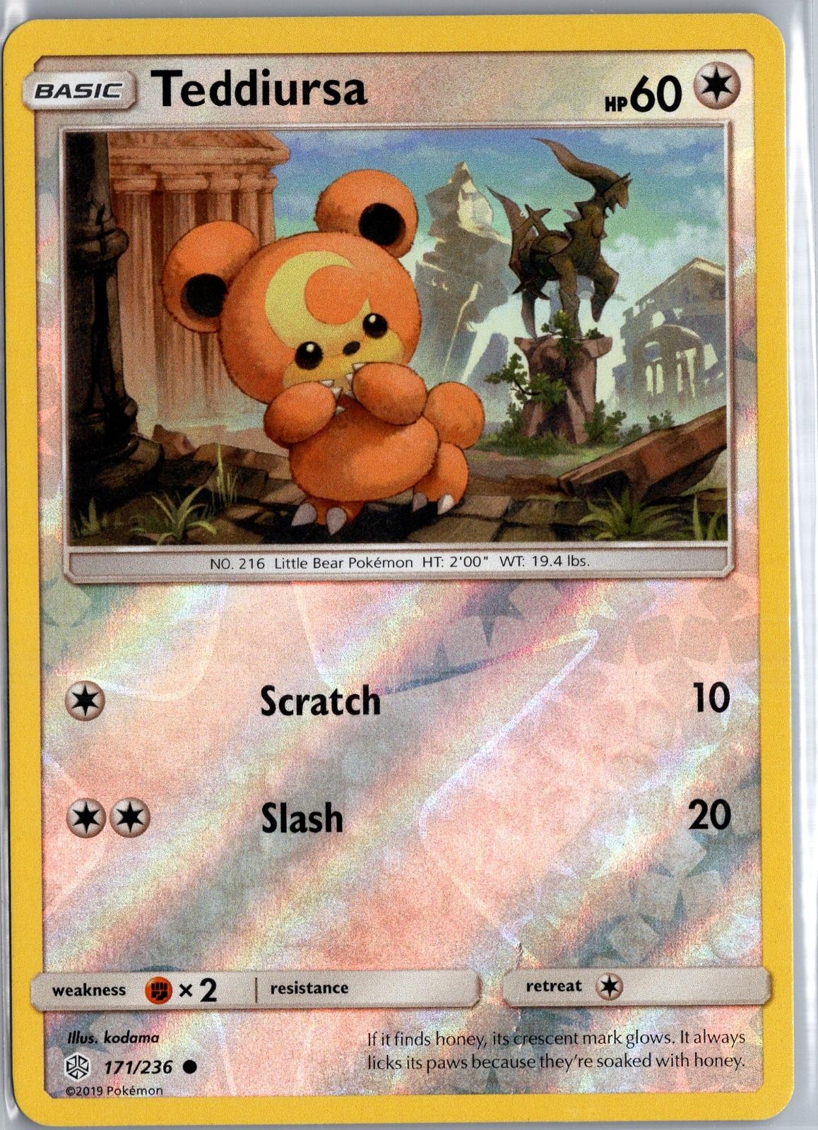 Teddiursa 171/236 Common Cosmic Eclipse Pokemon Reverse Holo Moderately Played