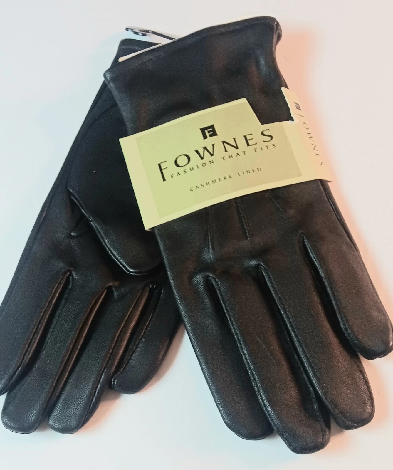 Men's FOWNES 100% Cashmere Lined Leather Gloves,Black, XLARGE