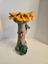Flower Bird Feeder Stake - Cast Resin Birdseed Holder, Bird Bath 9 1/2 X 6