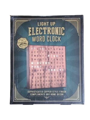 Electronic Word Clock,  Light Up Copper Finish with LED Light Display.