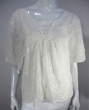 Meadow Rue blouse Short Sleeve Size XS X SMALL Ivory Lace Sweetheart Neckline 