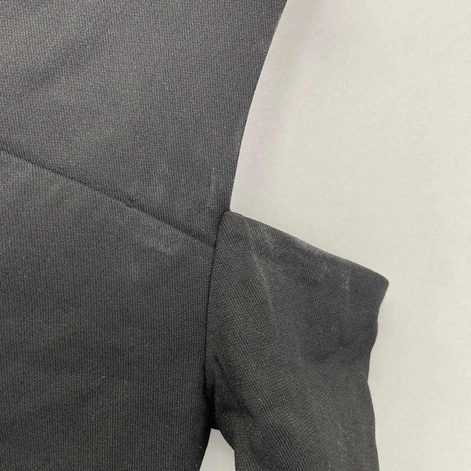 Mini Vestido HELMUT LANG Negro Asimétrico Hombro Descubierto Talla 2 Corte Lana Elástico Foto 4 de 4