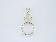 Round Triple Accent Pendant Setting Sterling Silver