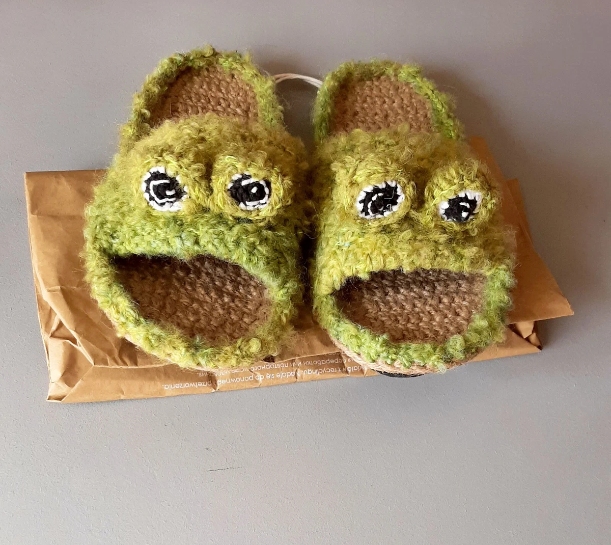 Frog slippers adult Hemp sandal open toe Wool shoes for Girl and Women