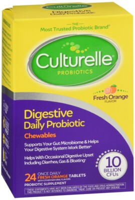 Culturelle Digestive Daily Probiotic Chewables Tablets Fresh Orange 24 EA