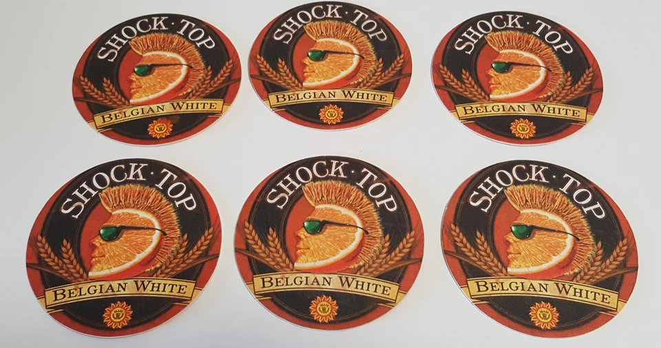 Orange Head Beer Coasters Shock Top Belgian White Double Sided 6pc Foto 2 de 4