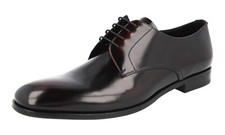 PRADA Leather Derby Dress Shoes Polished 2EB174 Burgundy NEW -  US 10 EU 43