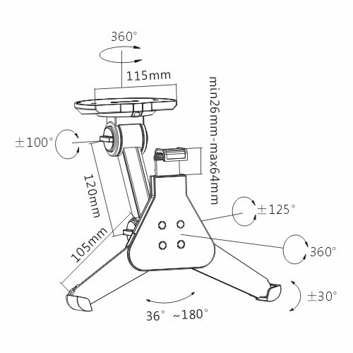SOPORTE DE MONTAJE EN PARED UNIVERSAL PARA TABLETA DE MOVIMIENTO COMPLETO PARA iPad GALAXY BAJO MOSTRADOR - Imagen 6 de 6