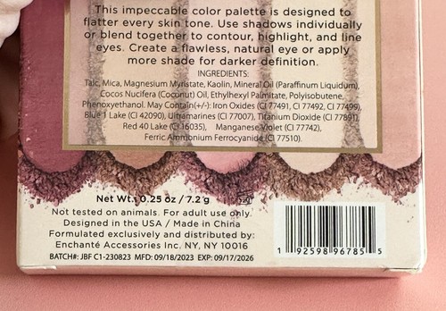 Ellen Tracy Eyeshadow Palette 6 Neutral Shades Rosy Nudes Matte & Shimmer New! - Picture 3 of 3