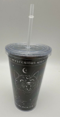 Becher Trinkbecher mit Deckel Mysterious Night Black Cat wiederverwendbar