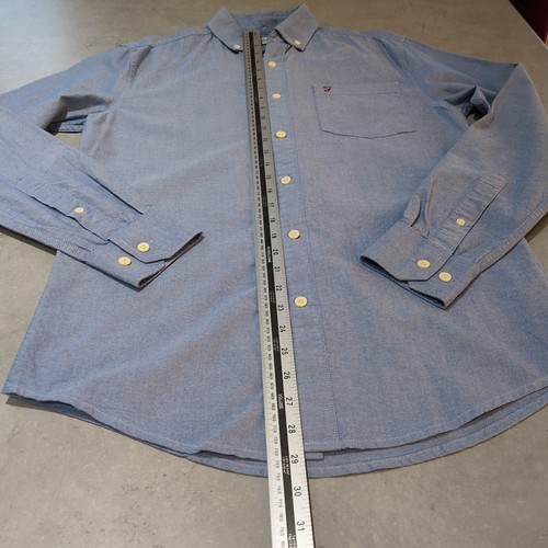 Farah 1920 Small Blue Long Sleeve Oxford Shirt Measurements On Pics - Picture 6 of 9