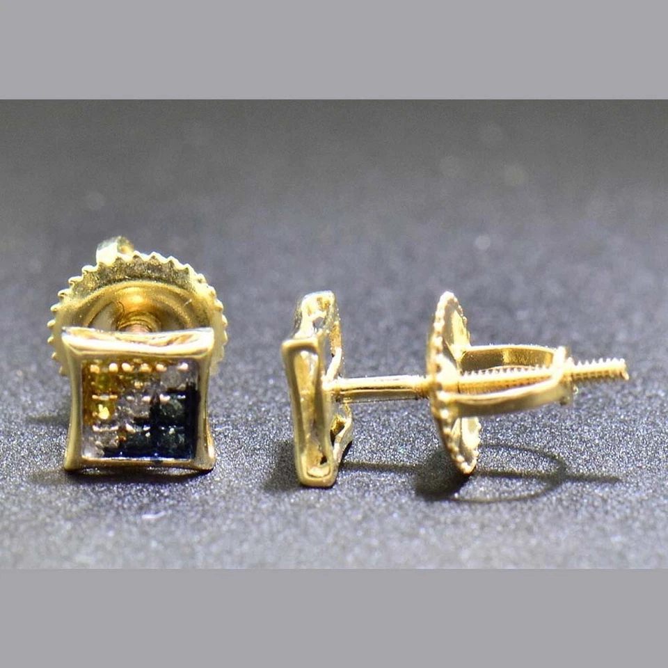 Aretes enchapados en oro amarillo de 14 quilates con diamantes amarillos y azules de 0,12 quilates en forma de cometa Foto 4 de 4