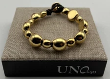 NEW Uno de 50 SER INTREPIDA Leather Bracelet 18k Gold Plated Beads Medium