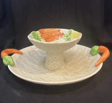 Fitz & Floyd Kitchen Harvest Pattern Chip & Dip / Crudite Server Plate Excellent