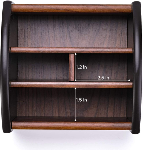 Supporto Telecomando Telecomando Caddy Organizer Scrivania in Legno con 4 Compa - Foto 6 di 7