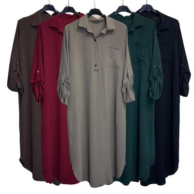 Damen geknöpftes Shirtkleid leichtes Kreppmaterial Größen 8-16