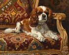 Cavalier King Charles Spaniel dog painting in a charming 8x10 Print