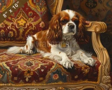 Cavalier King Charles Spaniel dog painting in a charming 8x10 Print 