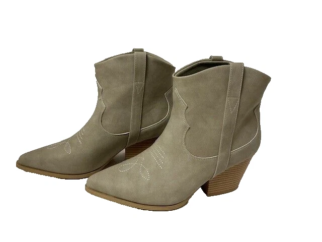 Женский размер 10 М Qupid Western ковбой ботильоны туфли серо-бежевый - Изображение 2 из 4