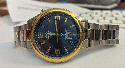 Funkuhr Herrenuhr Master Time  41mmMTGS-10844-32M Bi-Color Blaues Zifferblatt