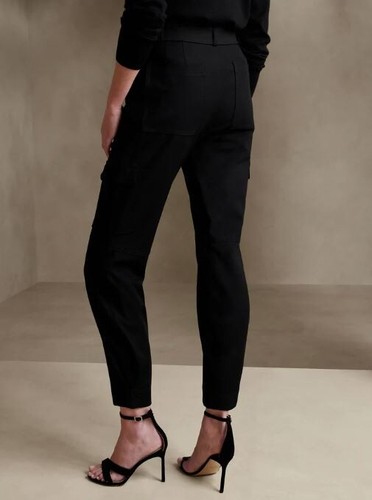 Banana Republic Women's NWT Slim Refined Stretch Cargo Pant 12 Petite Black 7466 - Picture 2 of 6