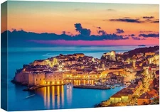 wall26 Wall Art Greek Island with Light Ocean Seaside Landscape Canvas Print