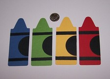 4 Piece Crayon Set Scrapbooking Paper Die Cut Embellishments