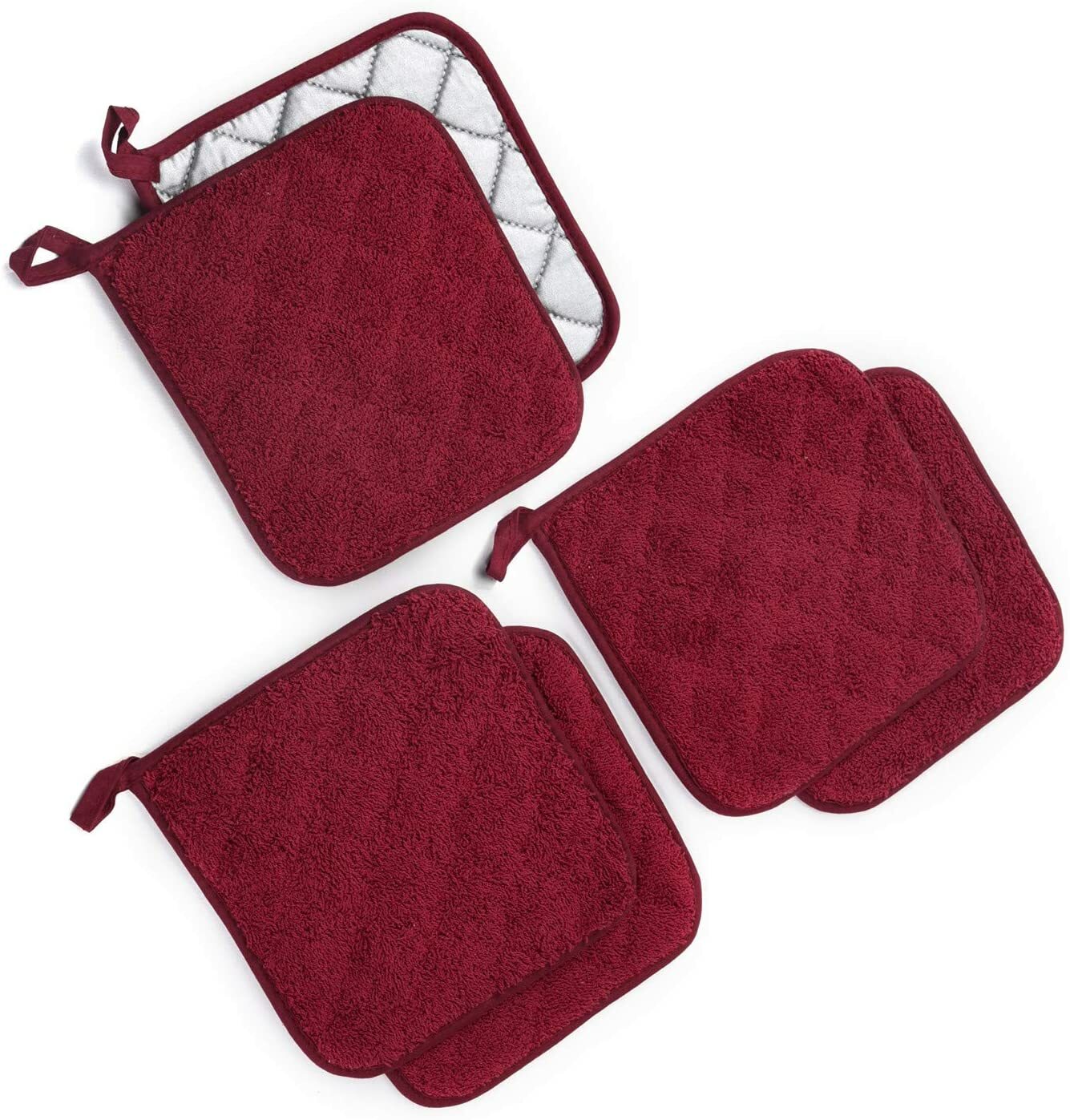 6-Pack Potholders Cotton Kitchen Everyday Basic Terry Heat Resistant Pot Holder