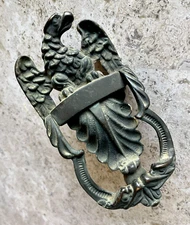 ANTIQUE DATED 1914 AMERICAN EAGLE ARCHITECTURAL SALVAGE DOORKNOCKER b4