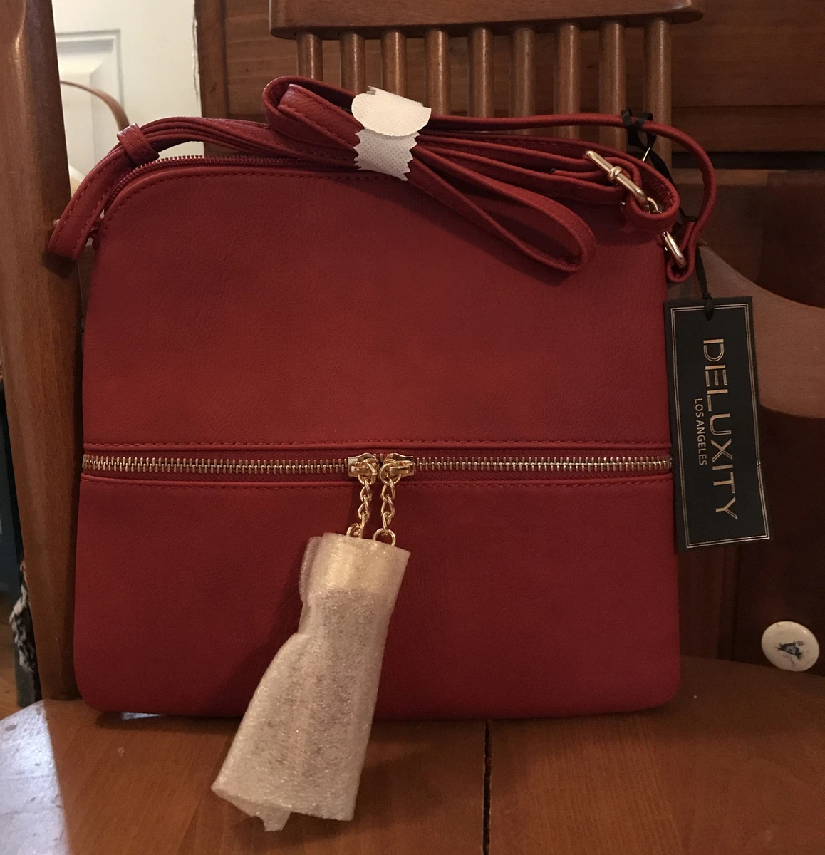 Sac Bandoulière Femme Deluxity Los Angeles – Rouge – Medium – Neuf Avec étiquettes