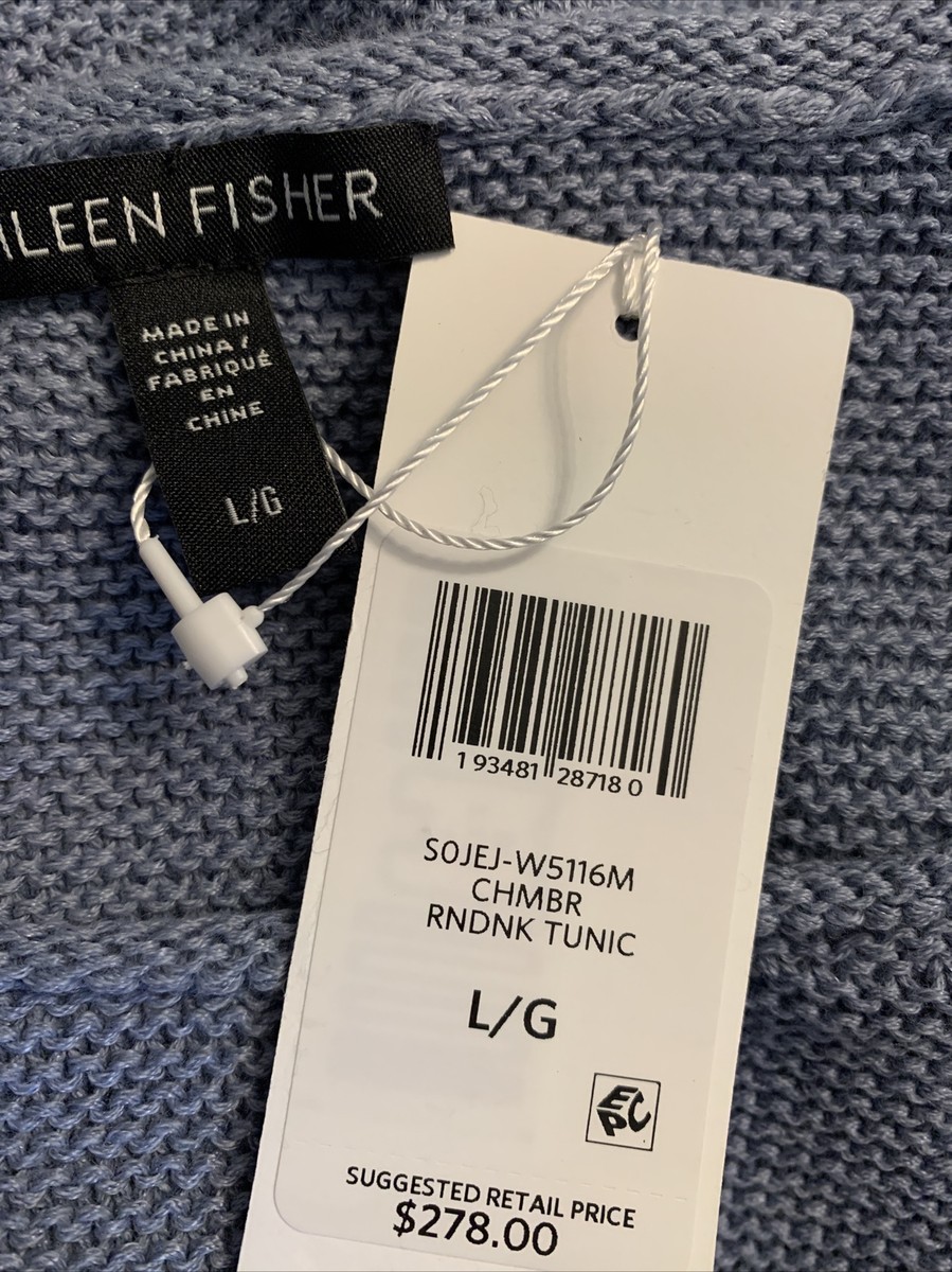 New Eileen Fesher Organic Cotton Linen Round Neck Tunic Sz L