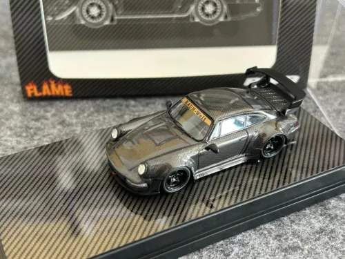 Flame 1/64 Porsche RWB 993 Carbon Fiber Style Wide-body Diecast Car Model - Picture 2 of 9