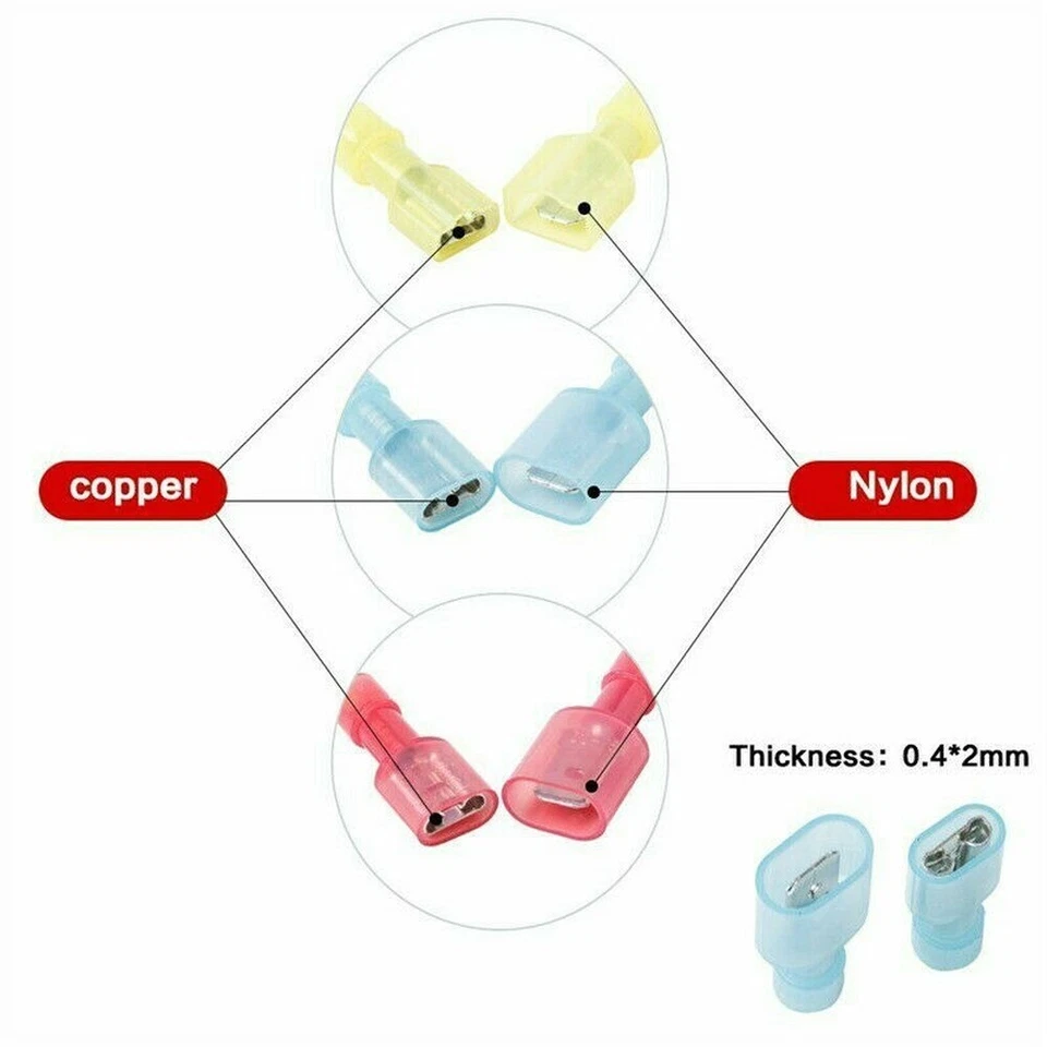 60pcs Assorted Spade Crimp Terminals Wire Connector Insulated Quick Disconnects - Image 2 of 4