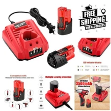 Efficient 12V Lithium Battery Set: 2 x 3500mAh & Charger for Milwaukee M12