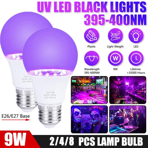 9W E26/E27 Base UV LED Black lights Bulb Blacklight UVA Party Body Paint Lamp US - Picture 3 of 14