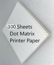 Vintage Continuous Tractor Feed Dot Matrix Printer Paper 9 1/2" x 11" 100 sheets