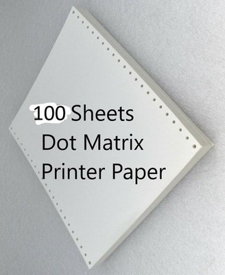 Vintage Continuous Tractor Feed Dot Matrix Printer Paper 9 1/2'' x 11'' 100 sheets