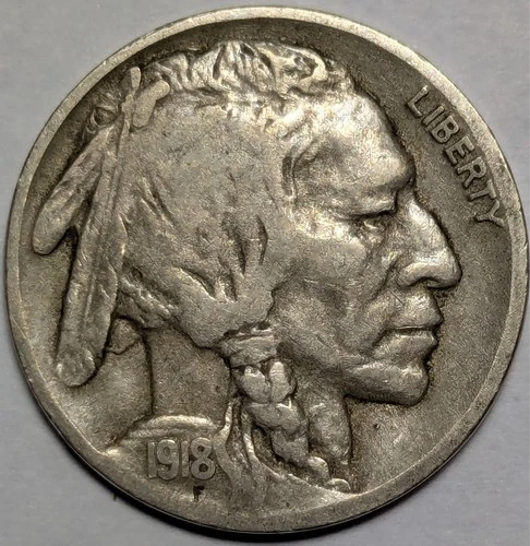 1918 d buffalo nickel 5c - free shipping