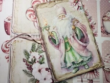 Junk Journal Booklet "PASTEL CHRISTMAS 2" Christmas Pink Holiday LG 9X6 40pgs 