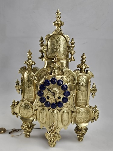 Monumental French Japy Feres Bronzed Brass Figurative Mantel Clock - Picture 3 of 21