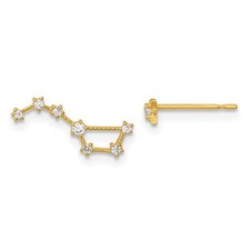 14k Yellow Gold Childrens CZ 1 Stud Star  1 Little Dipper Earrings